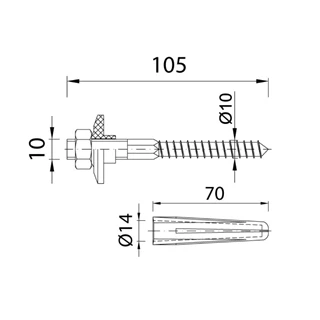 Styron mosdórögzítő csavar, 10x100 MR-105 Styron mosdórögzítő csavar, 10x100 MR-105
