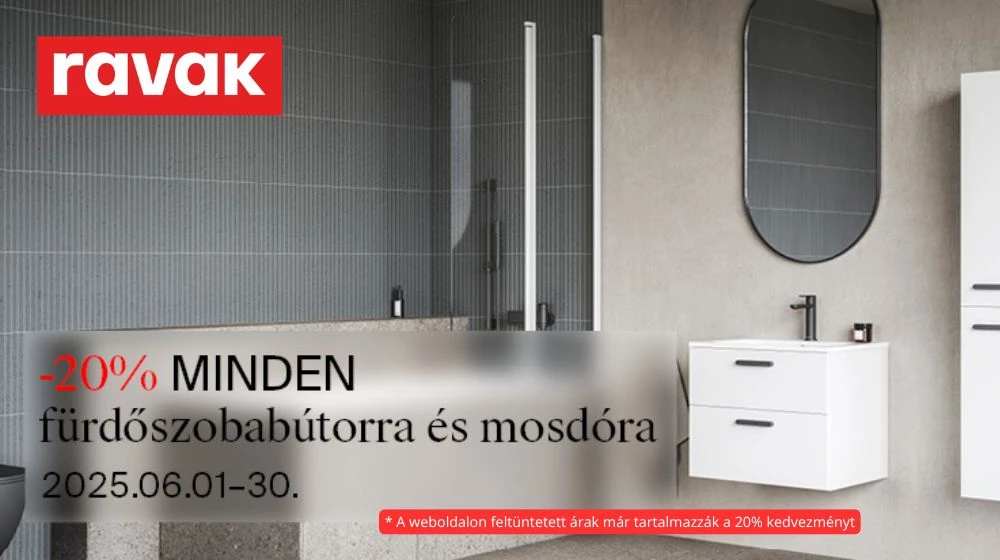 Megérkezett a nyári RAVAK akció: 20% kedvezmény mosdókra és fürdőszobabútorokra!