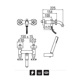 Nobili Spring kád csaptelep + Zuhanygarnitúra NOB-SP57001CR