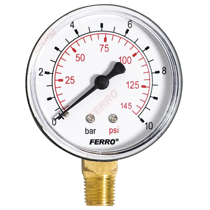 Ferro nyomásmérő alsós, 10 bar, 63mm M6310R