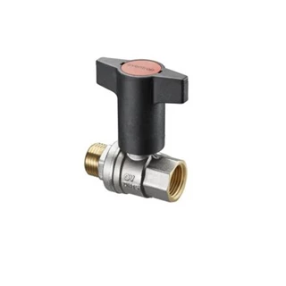 Oventrop Optibal golyóscsap, műanyag fogantyúval, DN20, G 3/4” bm, G 3/4” km, PN20, PN16, sárgaréz 1077306