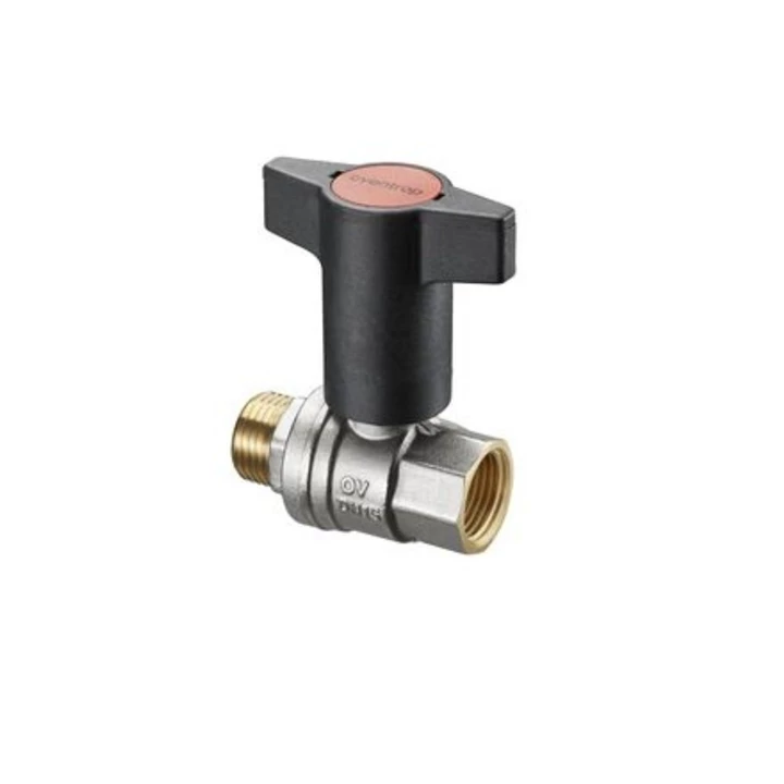 Oventrop Optibal golyóscsap, műanyag fogantyúval, DN20, G 3/4” bm, G 3/4” km, PN20, PN16, sárgaréz 1077306