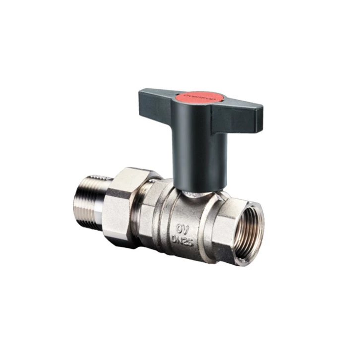 Oventrop Optibal golyóscsap, műanyag fogantyúval, DN32, 1 1/4” bm, km-es csavarzat, PN16, sárgaréz 1075710