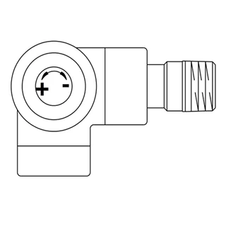 Oventrop E típusú termosztatikus szelep, térsarok bal, PN10, DN15, 1/2", fehér 1163462