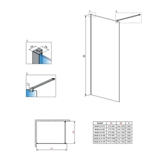 Radaway Nes Black Walk-in II fekete zuhanyfal 110 x 200 cm 10013110-54-01