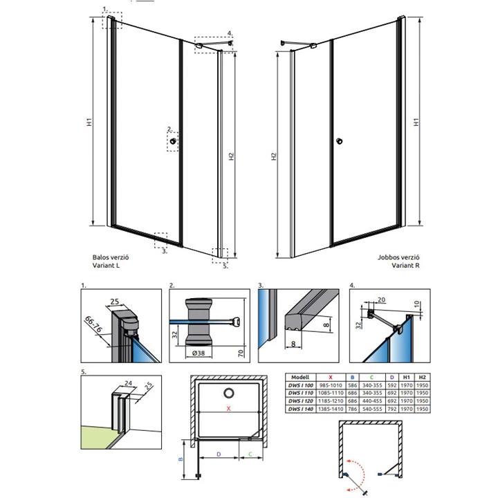 Radaway Eos DWS I zuhanyajtó 120 átlátszó balos 137992-01-01L Radaway Eos DWS I zuhanyajtó 120 átlátszó balos 137992-01-01L