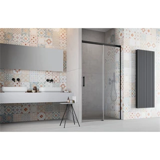 Radaway Idea Black DWJ fekete zuhanyajtó 140 átlátszó jobbos 387018-54-01R