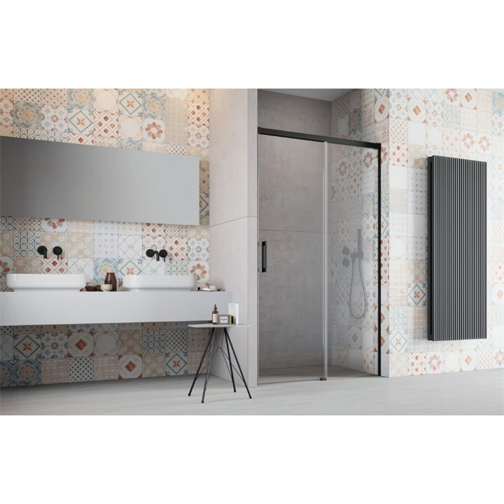 Radaway Idea Black DWJ fekete zuhanyajtó 140 átlátszó jobbos 387018-54-01R