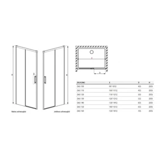 Radaway Idea Black DWJ fekete zuhanyajtó 140 átlátszó jobbos 387018-54-01R