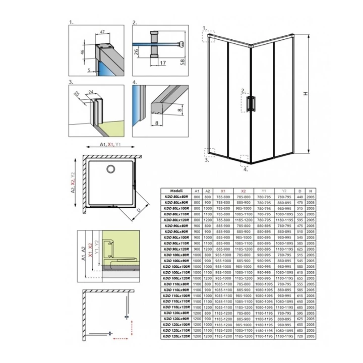 Radaway Idea Gold KDD 90 B zuhanykabin (egy ajtó), balos 387060-09-01L