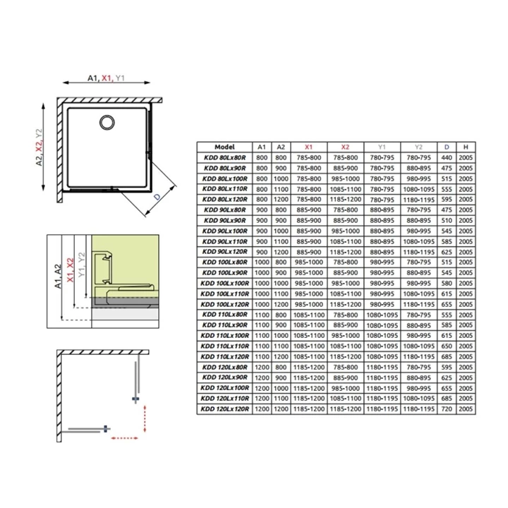 Radaway Radaway Idea KDD 90 R zuhanyajtó, jobbos 387060-01-01R