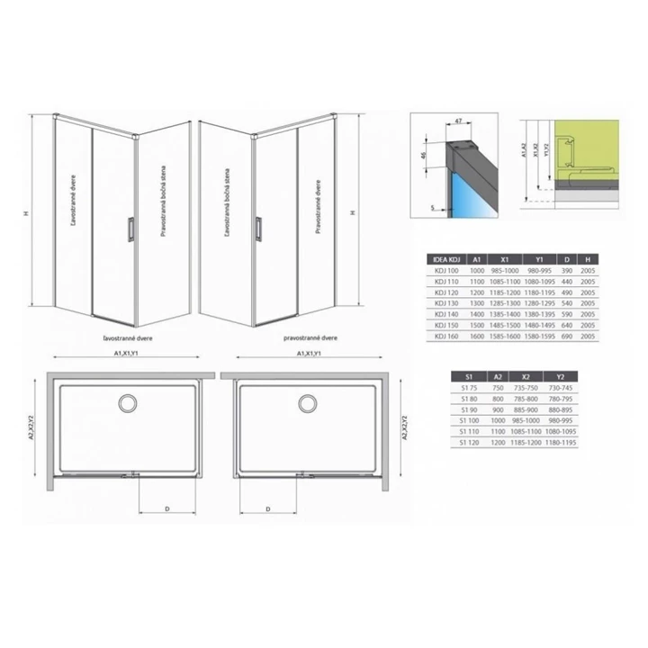 Radaway Radaway Idea KDJ 120 L zuhanyajtó balos 387042-01-01L
