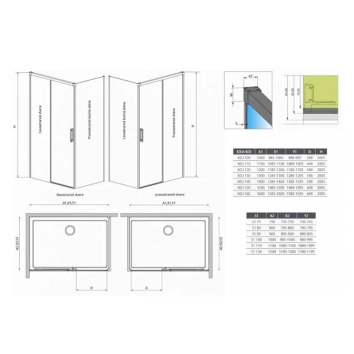 Radaway Idea KDJ 160 R zuhanyajtó jobbos 387046-01-01R