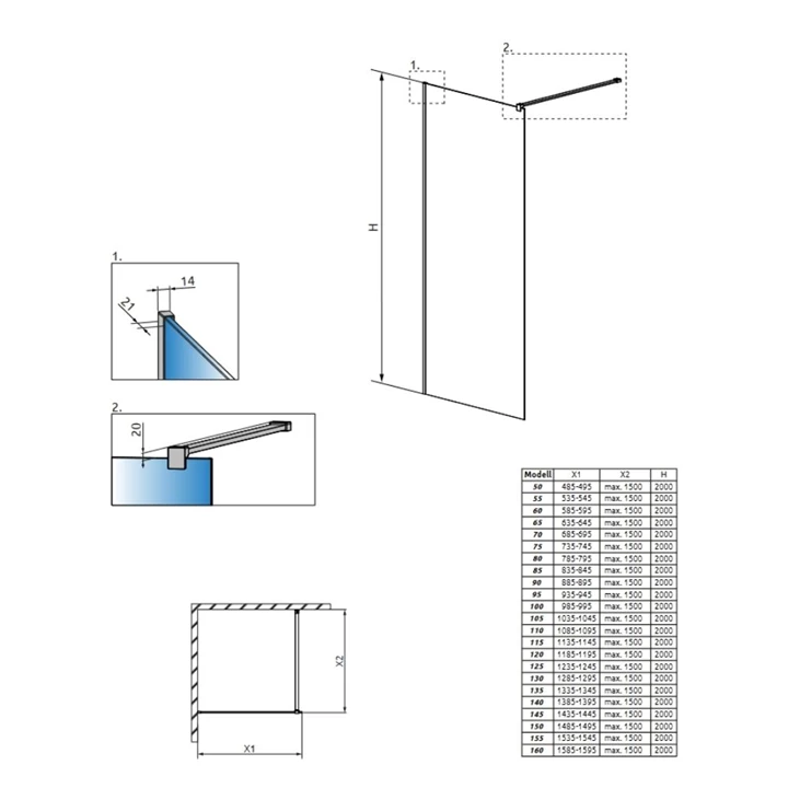Radaway Modo New Black II 75 Walk-in zuhanyfal 389075-54-01 Radaway Modo New Black II 75 Walk-in zuhanyfal 389075-54-01