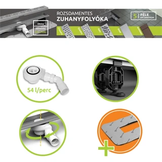 Radaway rozsdamenetes zuhanyfolyóka 65 cm, burkolható ráccsal 5R065B