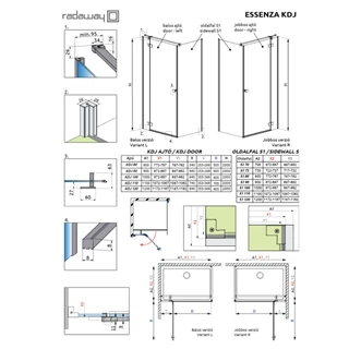 Radaway Essenza S1 120 zuhanykabin oldalfal 1384054-01-01 Radaway Essenza S1 120 zuhanykabin oldalfal 1384054-01-01