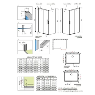Radaway Idea Black S1 80 J fekete zuhanykabin oldalfal 387051-54-01R
