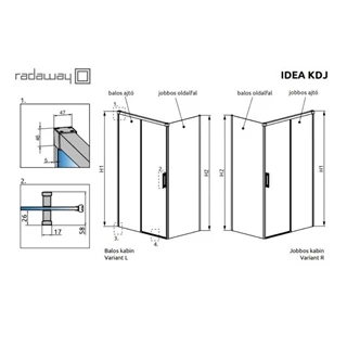 Radaway RADAWAY Idea Gold KDJ S1 jobbos zuhanyfal 90 cm, arany 387050-09-01R