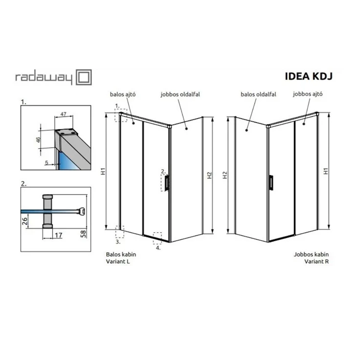 Radaway RADAWAY Idea Gold KDJ S1 jobbos zuhanyfal 90 cm, arany 387050-09-01R