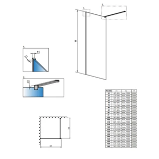Radaway Modo New II Walk-in zuhanyfal 60 átlátszó 389064-01-01ÁTLÁTSZÓ
