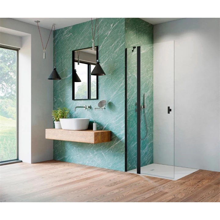 Radaway Nes Black KDD II 80 cm balos Walk-in zuhanyfal, matt fekete 10031080-54-01L