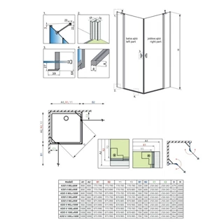 Radaway Nes Black KDD II 90 J zuhanykabin (egyik ajtó) 10031090-54-01R