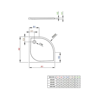 Radaway Delos A íves zuhanytálca 80x80 fehér, ajándék szifonnal SDA0808-01 Radaway Delos A íves zuhanytálca 80x80 fehér, ajándék szifonnal SDA0808-01