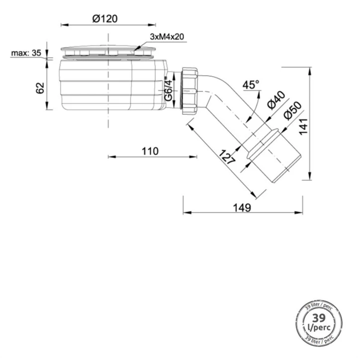 Radaway Doros Stone A íves zuhanytálca 90x90 antracit, ajándék szifonnal SDRA9090-01-64S