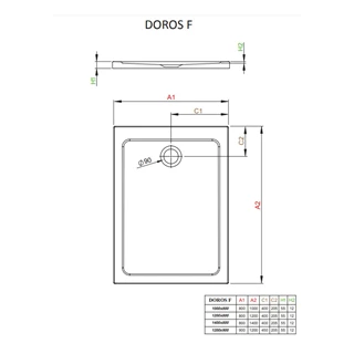 Radaway Doros Stone F szögletes lapos zuhanytálca 100x80 fehér, ajándék szifonnal SDRF1080-01-04S