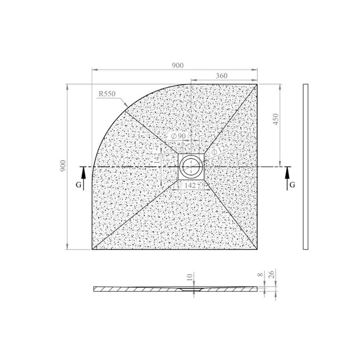 Radaway Kios A 90x90 cm íves zuhanytálca, bézs KA9090-55