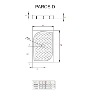 Radaway Paros D szögletes lapos zuhanytálca 100x80 fehér, ajándék szifonnal MBD8010-03-1
