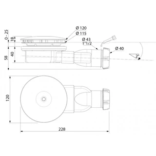 Radaway SLIM W zuhanytálca szifon R400P