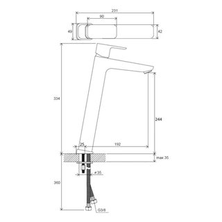 Ravak TD F 015.00CR Álló mosdó csaptelep leeresztő nélkül (333 mm), króm X070130