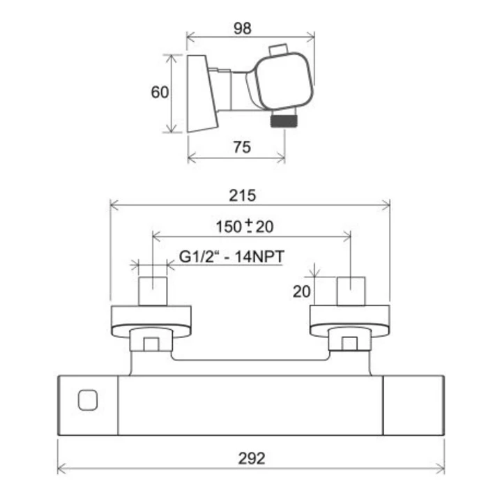 Ravak TD F 033.20BL Termosztátos zuhany csaptelep szett nélkül, matt fekete X070154 Ravak TD F 033.20BL Termosztátos zuhany csaptelep szett nélkül, matt fekete X070154