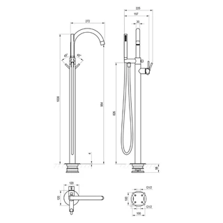 Ravak Espirit padlón álló kádcsaptelep szettel, Rose Gold X070503 Ravak Espirit padlón álló kádcsaptelep szettel, Rose Gold X070503