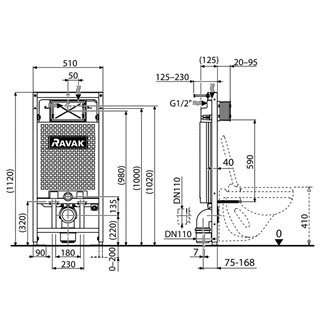 Ravak WC tartály talpazattal G II/1120 X01703 Ravak WC tartály talpazattal G II/1120 X01703
