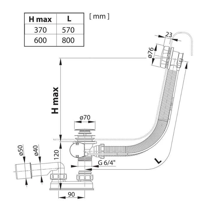 Ravak Kád le/túlfolyószett 800 Bowdenes fehér X01847