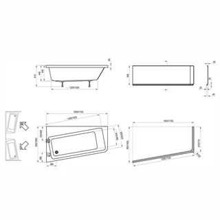 Ravak Akrilkád 10° 170x100 L fehér C811000000