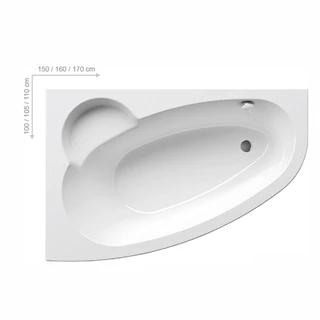 Ravak Akrilkád ASYMMETRIC 160x105 balos fehér C461000000