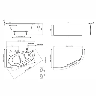 Ravak Akrilkád ASYMMETRIC 160x105 balos fehér C461000000