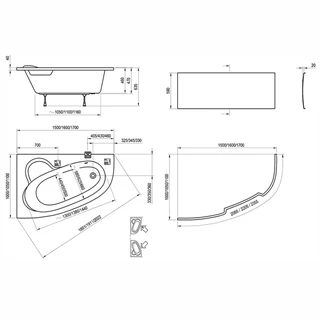 Ravak Akrilkád ASYMMETRIC 160x105 jobbos fehér C471000000