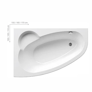 Ravak Akrilkád ASYMMETRIC 160x105 jobbos fehér C471000000