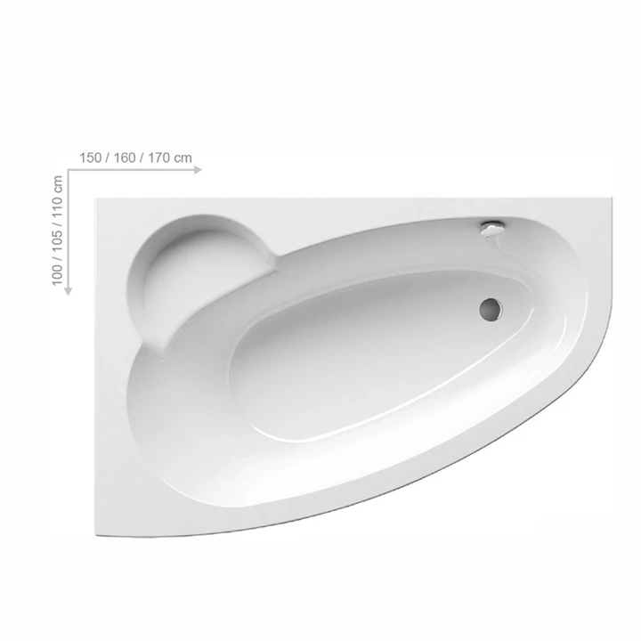 Ravak Akrilkád ASYMMETRIC 160x105 jobbos fehér C471000000