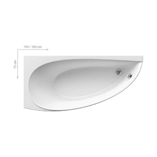Ravak Akrilkád AVOCADO 150x70 balos fehér CT01000000 Ravak Akrilkád AVOCADO 150x70 balos fehér CT01000000