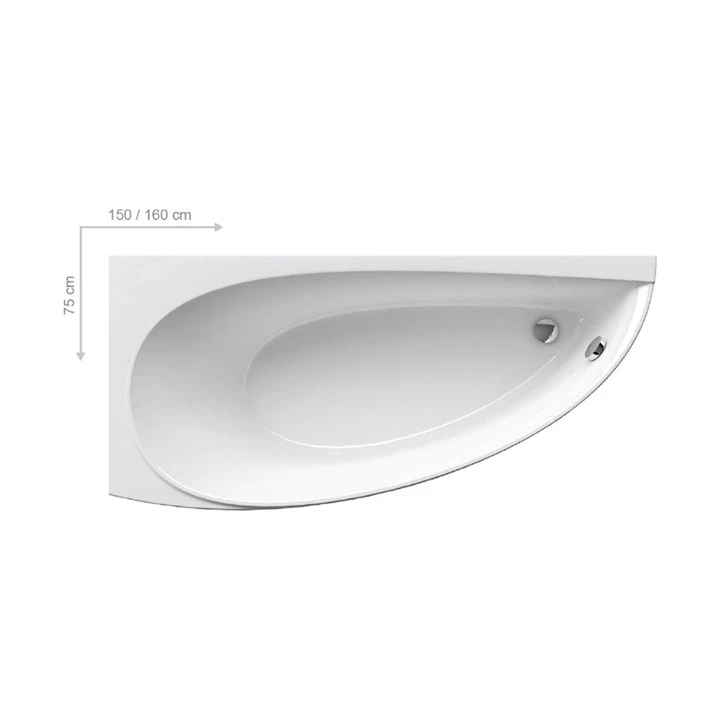 Ravak Akrilkád AVOCADO 150x70 balos fehér CT01000000 Ravak Akrilkád AVOCADO 150x70 balos fehér CT01000000