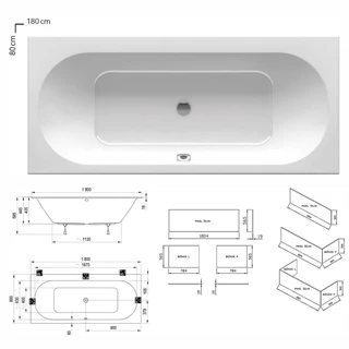 Ravak Akrilkád CITY SLIM 180 x 80 fehér C921300000