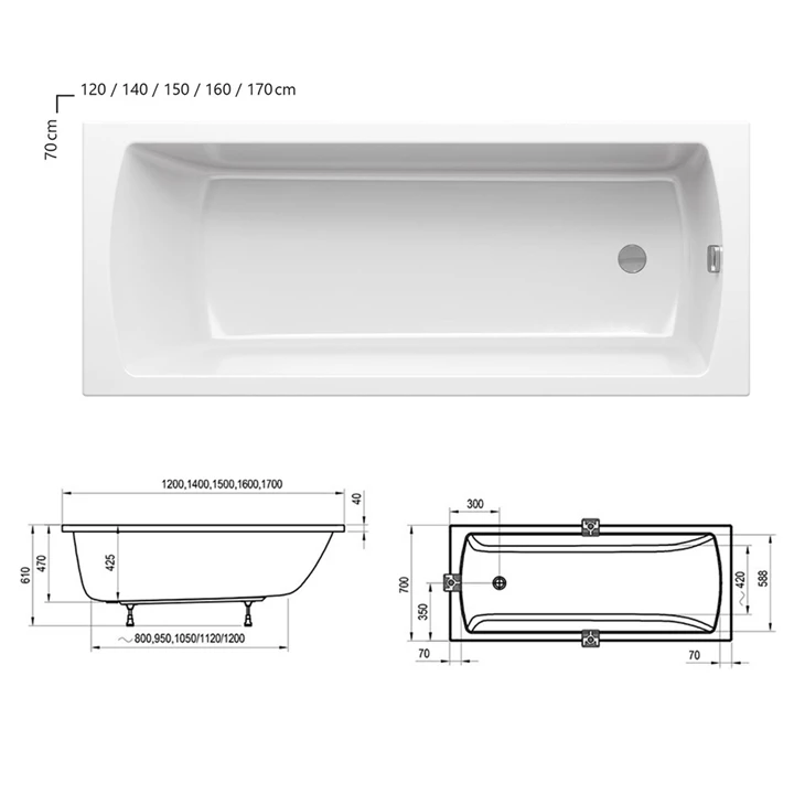 Ravak Akrilkád CLASSIC II 140x70 N fehér CC21000000