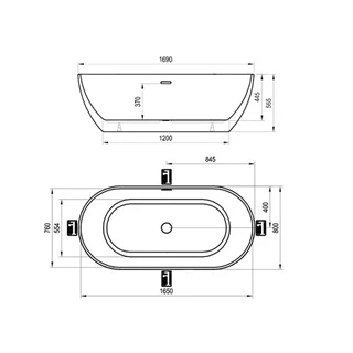 Ravak Akrilkád FREEDOM O 1690x800 fehér szabadonálló XC00100020