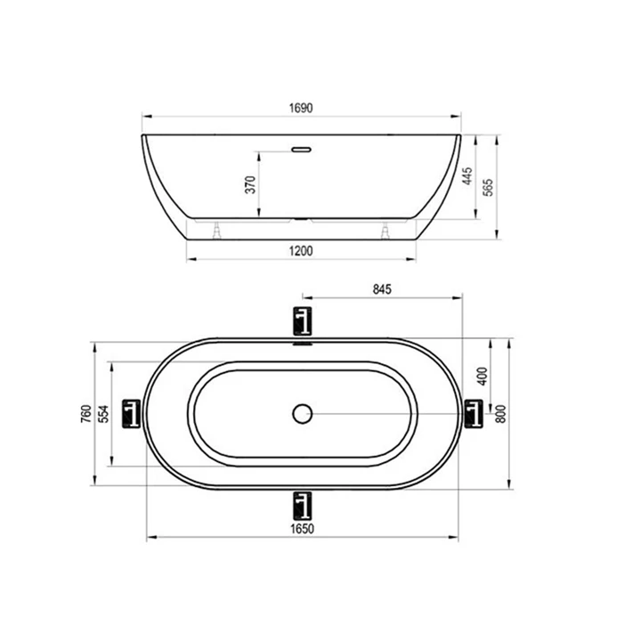 Ravak Akrilkád FREEDOM O 1690x800 fehér szabadonálló XC00100020