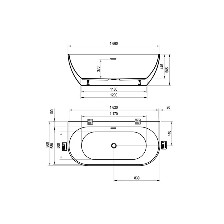Ravak Akrilkád FREEDOM W 1660x800 fehér szabadonálló XC00100024